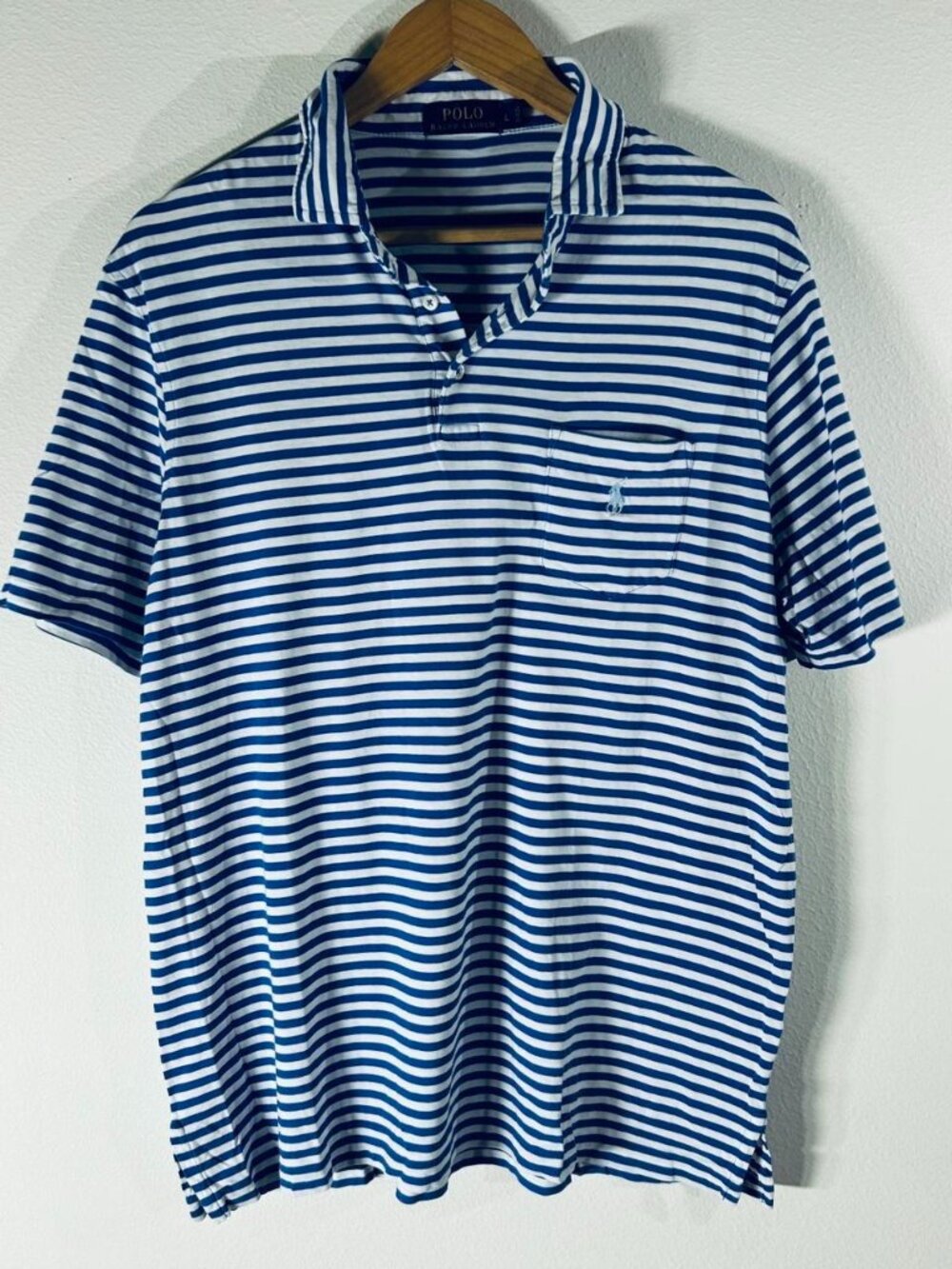 Polo Ralph Lauren Men's Preppy Casual Stripe Pocket Polo Size L